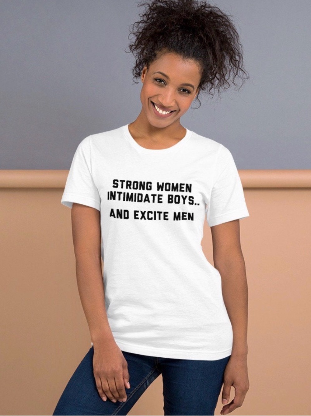 Fair Condition White Graphic Tee "Strong Women Intimidate Boys"